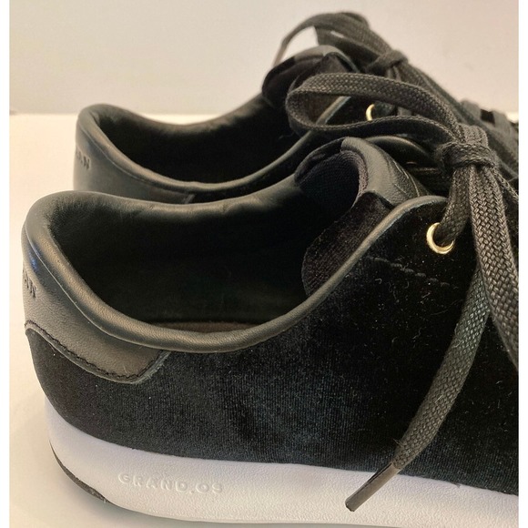 Cole Haan Grandpro Black Velvet Sneakers Womens 9 Medium Lace Up Low Top - Picture 6 of 9